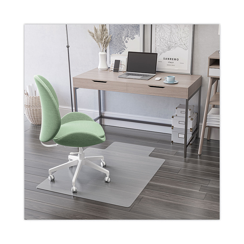 deflecto EconoMat All Day Use Chair Mat for Hard Floors, Flat Packed, 46 x 60, Lipped, Clear (DEFCM2E432F)