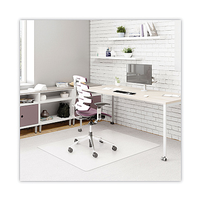 deflecto DuraMat Moderate Use Chair Mat, Low Pile Carpet, Flat, 45 x 53, Rectangle, Clear (DEFCM13242)