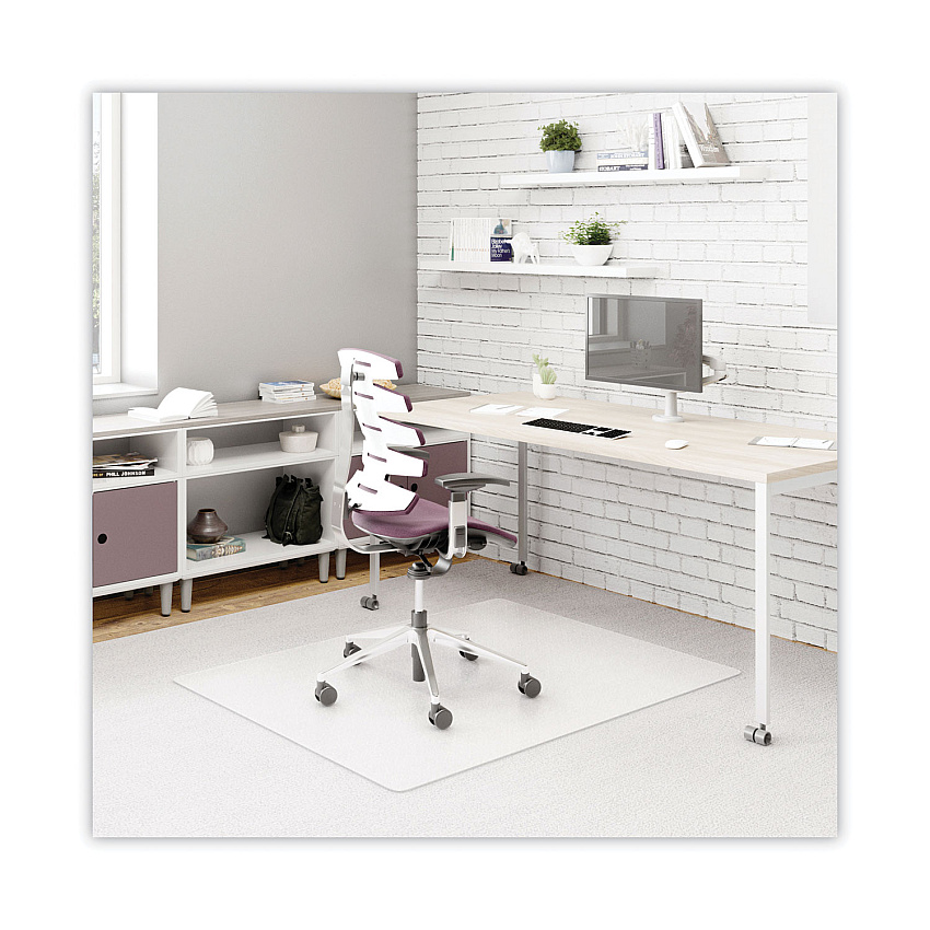 deflecto DuraMat Moderate Use Chair Mat, Low Pile Carpet, Flat, 45 x 53, Rectangle, Clear (DEFCM13242)