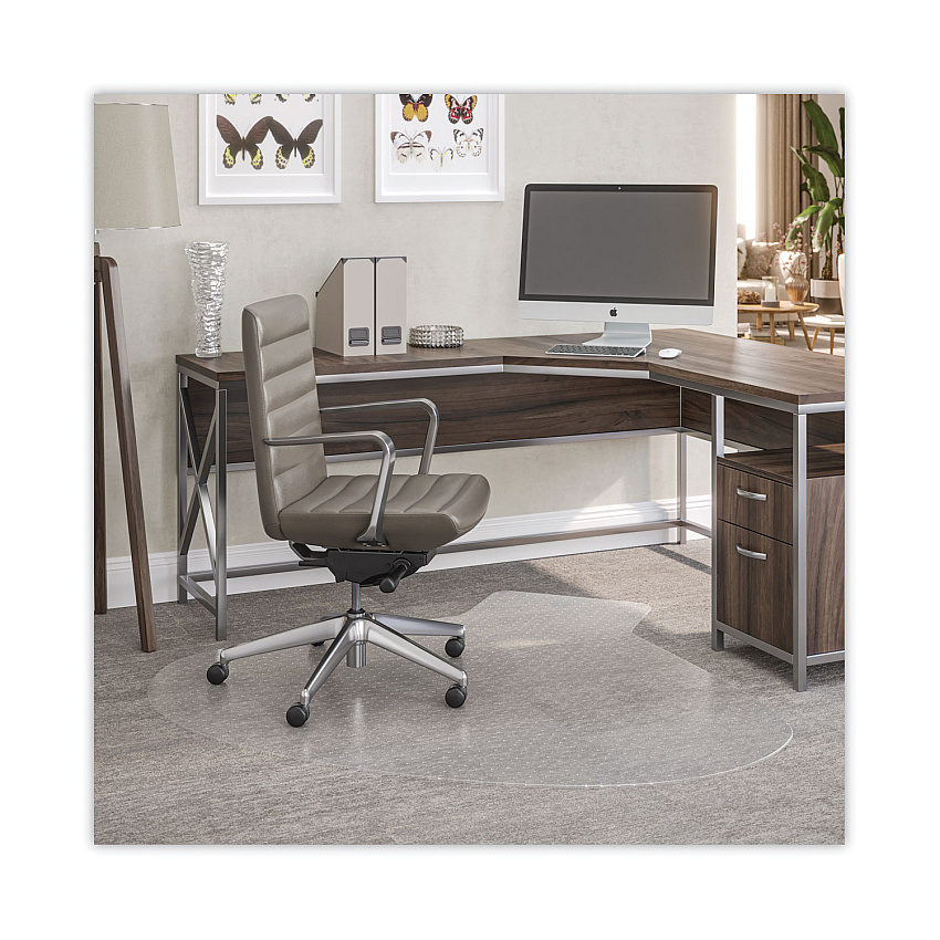 deflecto SuperMat Frequent Use Chair Mat, Medium Pile Carpet, 60 x 66, L-Shape, Clear (DEFCM14002K)