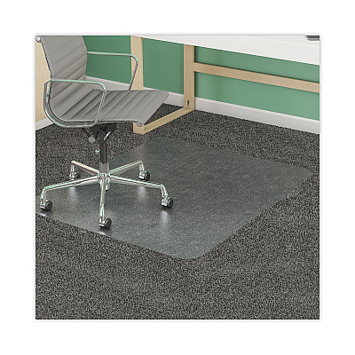 deflecto SuperMat Frequent Use Chair Mat, Med Pile Carpet, Roll, 45 x 53, Rectangular, Clear (DEFCM14242COM)