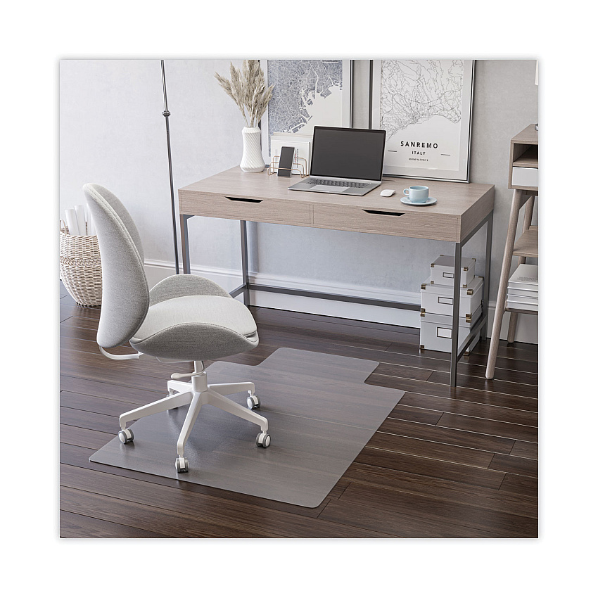 deflecto EconoMat All Day Use Chair Mat for Hard, Lip, 36 x 48, Low Pile, Smooth, Clear (DEFCM21112COM)