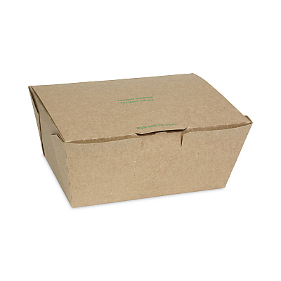 Pactiv Evergreen EarthChoice Tamper Evident OneBox Paper Box, 6.54 x 4.5 x 3.25, Kraft, 160/Carton (PCTNOB03KECTE)