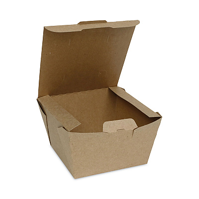 Pactiv Evergreen EarthChoice Tamper Evident OneBox Paper Box, 4.5 x 4.5 x 3.25, Kraft, 200/Carton (PCTNOB08KECTE)