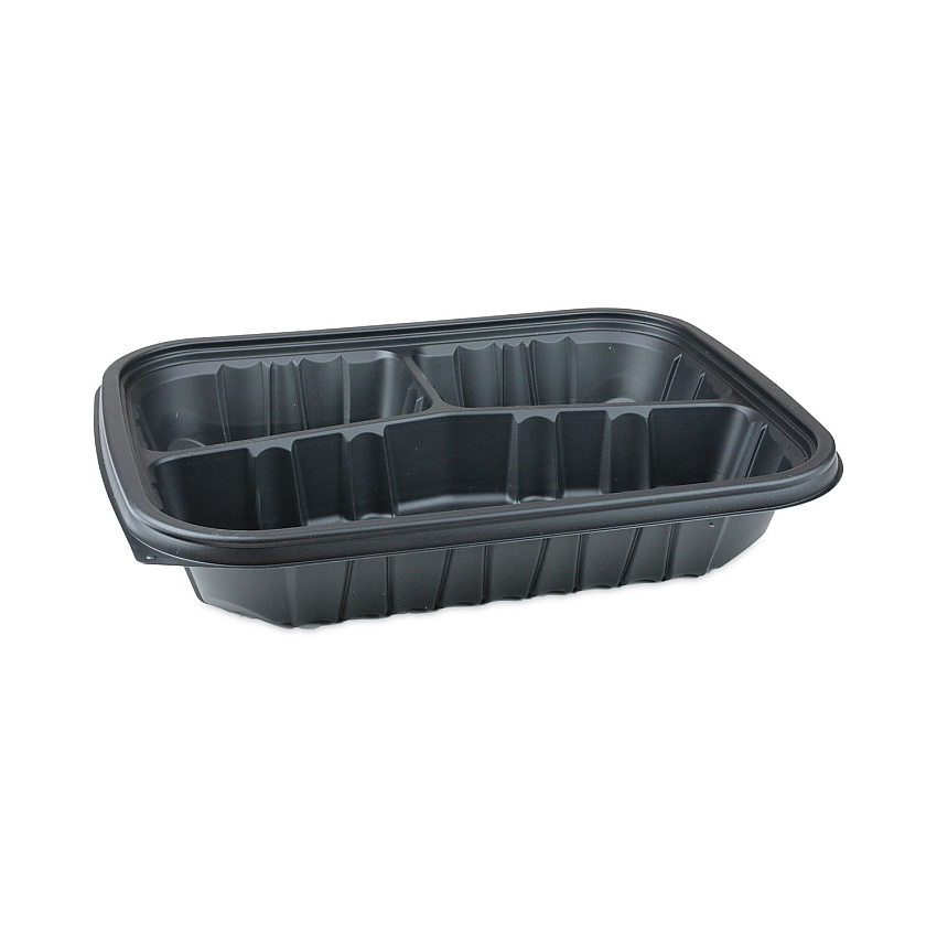 Pactiv Evergreen EarthChoice Entree2Go Takeout Container, 3-Compartment, 48 oz, 11.75 x 8.75 x 2.13, Black, Plastic, 200/Carton (PCTYCNB12X95203)