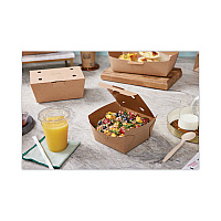 Pactiv Evergreen EarthChoice Tamper Evident OneBox Paper Box, 4.5 x 4.5 x 2.5, Kraft, 312/Carton (PCTNOB01KECTE)