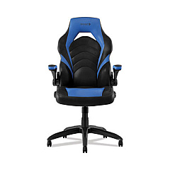 Emerge Vortex Bonded Leather Gaming Chair, Supports Up to 301 lbs, 17.9" to 21.6" Seat Height, Blue/Black, Black Base (EEM51464)