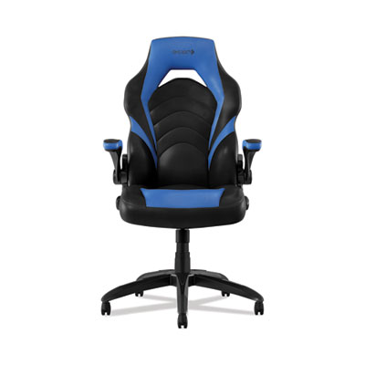 Emerge Vortex Bonded Leather Gaming Chair, Supports Up to 301 lbs, 17.9" to 21.6" Seat Height, Blue/Black, Black Base (EEM51464)