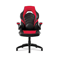 Emerge Vortex Bonded Leather Gaming Chair, Supports Up to 301 lbs, 17.9" to 21.6" Seat Height, Red/Black Back, Black Base (EEM51465)