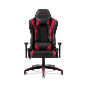 Emerge Vartan Bonded Leather Gaming Chair, Supports Up to 275 lbs, 18.3" to 22.1" Seat Height, Red/Black Seat and Back, Black Base (53241)