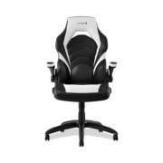 Emerge Vortex Bonded Leather Gaming Chair, Supports Up to 301 lbs, 17.9" to 21.6" Seat Height, White/Black Back, Black Base (55172)