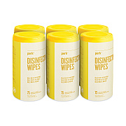 Perk Disinfecting Wipes, 7 x 8, Lemon, White, 75 Wipes/Canister, 6 Canisters/Carton (PRK56665CT)
