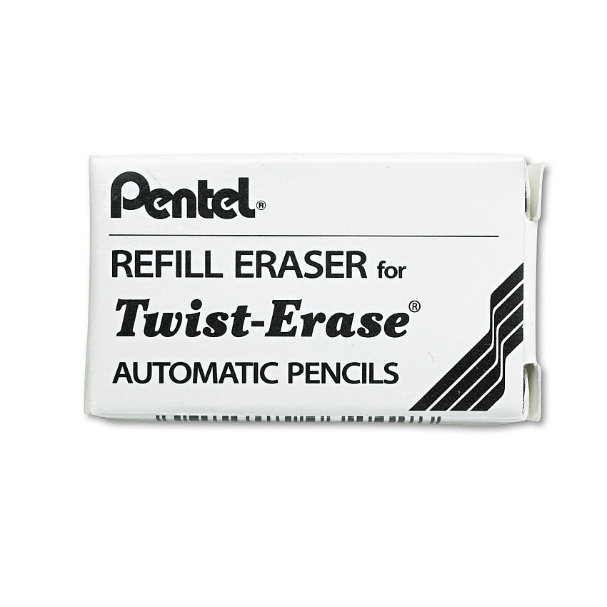 Eraser Refills for Pentel Side FX and Twist-Erase Pencils, Cylindrical Rod, White, 3/Tube (PENE10)