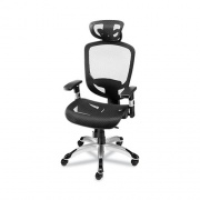 FlexFit Hyken Mesh Task Chair, Supports Up to 300 lbs, 17.24" to 20.98" Seat Height, Black Seat, Black Back.Silver Base