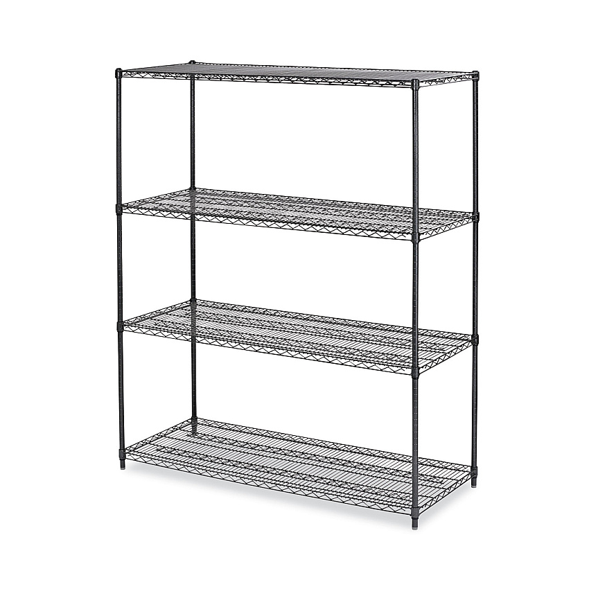 Alera All-Purpose Wire Shelving Starter Kit, Four-Shelf, 60w x 24d x 72h, Black Anthracite Plus (ALESW206024BA)
