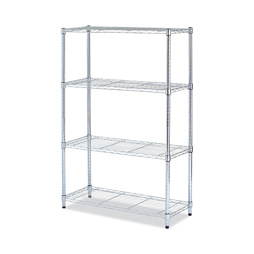 Alera Residential Wire Shelving, Four-Shelf, 36w x 14d x 54h, Silver (ALESW843614SR)