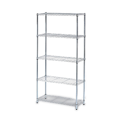 Alera Residential Wire Shelving, Five-Shelf, 36w x 14d x 72h, Silver (ALESW853614SR)