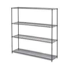 Alera BA Plus Wire Shelving Kit, Four-Shelf, 72w x 18d x 72h, Black Anthracite Plus (SW207218BA)