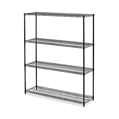 Alera All-Purpose Wire Shelving Starter Kit, Four-Shelf, 60w x 18d x 72h, Black Anthracite Plus (ALESW206018BA)