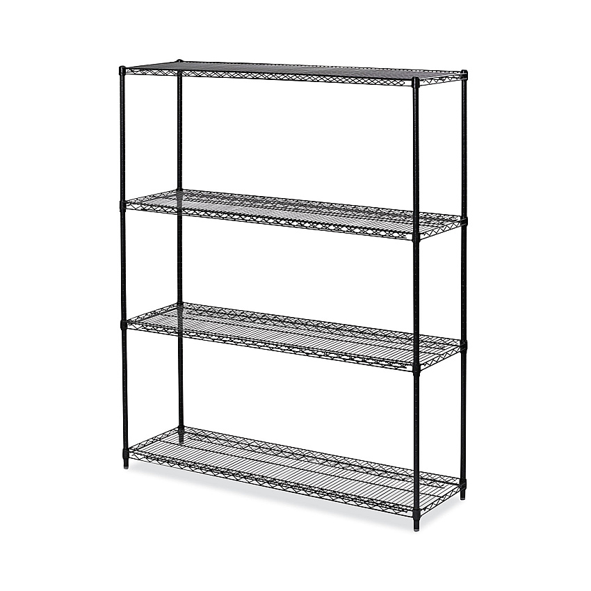 Alera All-Purpose Wire Shelving Starter Kit, Four-Shelf, 60w x 18d x 72h, Black Anthracite Plus (ALESW206018BA)