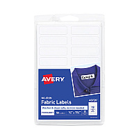 Avery No-Iron Fabric Labels, 0.5 x 1.75, White, 18/Sheet, 3 Sheets/Pack (AVE40720)