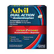 Advil Dual Action with Acetaminophen and Ibuprofen Caplets, 50 Packets of 2 Caplets (AVL014795)