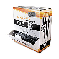 Berkley Square Dispens-a-Fork, Individually Wrapped, Mediumweight, Plastic, Black, 100/Box (BSQBEP90202)