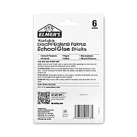 Elmer's School Glue Stick, 0.77 oz, Applies Purple, Dries Clear, 6/Pack (EPIE578)