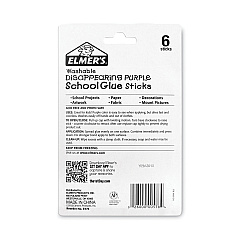 Elmer's School Glue Stick, 0.77 oz, Applies Purple, Dries Clear, 6/Pack (EPIE578)