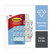 Command Small Wire Hooks, Small, Plastic/Metal, Clear, 0.5 lb Capacity, Clear, 15 Hooks and 20 Strips/Pack (MMM17067CLR15NA)
