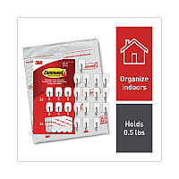 Command Small Wire Hooks, Small, Plastic/Metal, White, 0.5 lb Capacity, 22 Hooks and 24 Strips/Pack (MMM1706722NA)