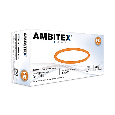 AMBITEX EconoFit Plus Powder-Free Polyethylene Gloves, Medium, Clear, 200/Pack, 10 Packs/Carton (TXIEFMD2000)