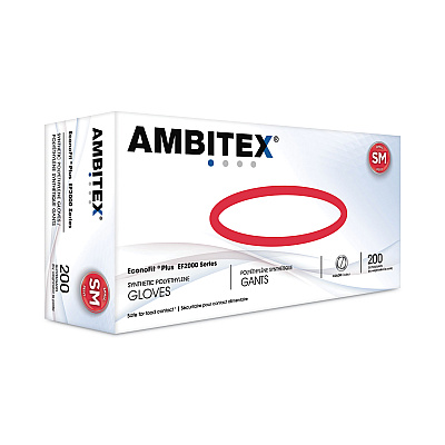 AMBITEX EconoFit Plus Powder-Free Polyethylene Gloves, Small, Clear, 200/Pack, 10 Packs/Carton (TXIEFSM2000)