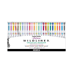 Zebra Mildliner Double Ended Highlighter Variety Pack, Asst Ink Colors, Bold-Chisel/Fine-Bullet Tips, Asst Barrel Colors, 25/Pack (ZEB78525)