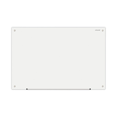 Universal Frameless Glass Marker Board, 36 x 24, White Surface (UNV43232)