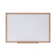 Universal Deluxe Melamine Dry Erase Board, 36 x 24, Melamine White Surface, Oak Fiberboard Frame (43619)