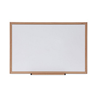 Universal Deluxe Melamine Dry Erase Board, 36 x 24, Melamine White Surface, Oak Fiberboard Frame (UNV43619)