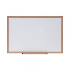 Universal Deluxe Melamine Dry Erase Board, 36 x 24, Melamine White Surface, Oak Fiberboard Frame (43619)