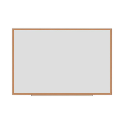 Universal Deluxe Melamine Dry Erase Board, 72 x 48, Melamine White Surface, Oak Fiberboard Frame (UNV43621)