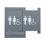 Advantus Pop-Out ADA Sign, Wheelchair, Tactile Symbol/Braille, Plastic, 6 x 9, Gray/White (91099)