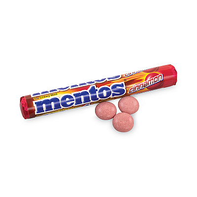 Mentos Cinnamon Singles Chewy Mints, 1.32 oz, 15 Rolls/Carton (GRR20900454)