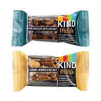 KIND Minis, Dark Chocolate Nuts Sea Salt/Caramel Almond Nuts Sea Salt, 0.7 oz Bar, 32 Bars/Carton (GRR22000799)
