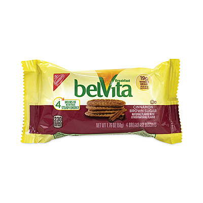 Nabisco belVita Breakfast Biscuits, Cinnamon Brown Sugar, 1.76 oz Pack, 25 Packs/Carton (GRR22000507)
