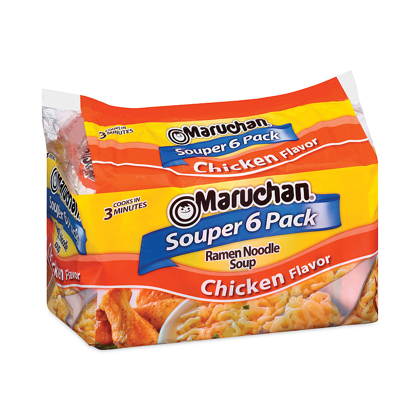 Maruchan Ramen Noodle Soup Chicken Flavor Souper, 3 oz, 6/Package, 4 Packages/Pack (GRR30700038)