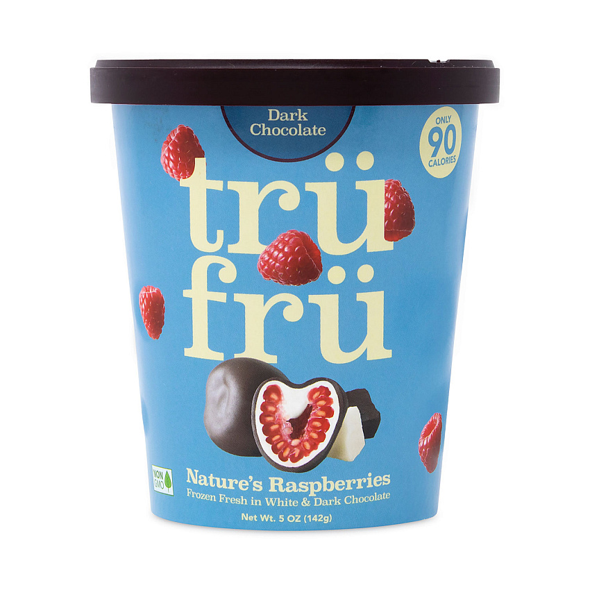 Tru Fru Nature's Hyper-Chilled Raspberries in White and Dark Chocolate, 5 oz Cup, 8/Carton (GRR90300268)