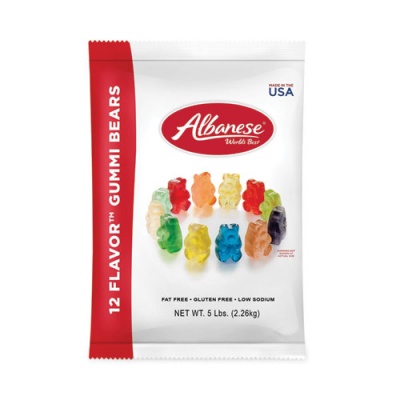 Albanese Worlds Best Gummi Bears, 5 lb Pouch, Assorted, Ships in 1-3 Business Days (20600001)