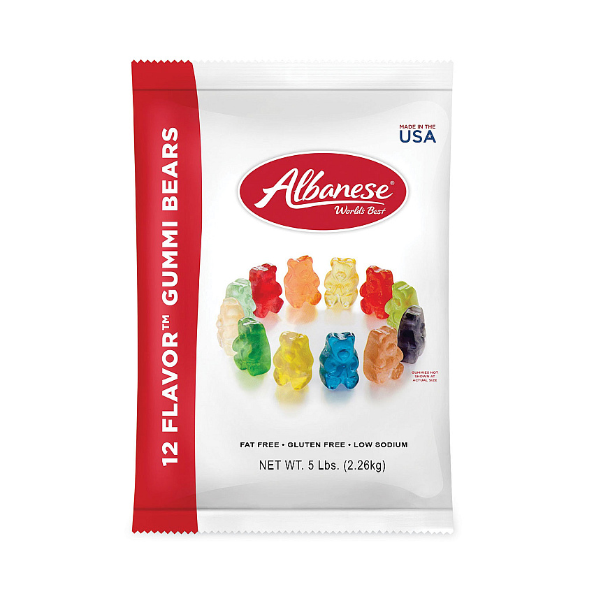 Albanese Worlds Best Gummi Bears, 5 lb Pouch, Assorted (GRR20600001)