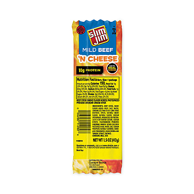 Slim Jim Beef and Cheese Meat Sticks, 1.5 oz, 18/Carton (GRR20900656)