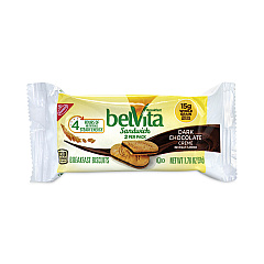 Nabisco belVita Breakfast Biscuits, Dark Chocolate Creme Breakfast Sandwich, 1.76 oz Pack, 25 Packs/Carton (GRR22000570)
