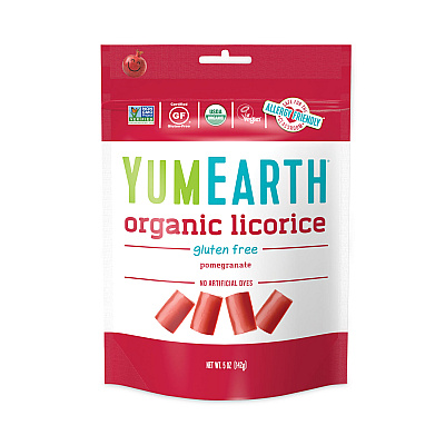 YumEarth Organic Gluten Free Pomegranate Licorice, 5 oz Bag, 4/Pack (GRR27000046)